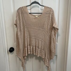 Beige Knit Poncho Sweater